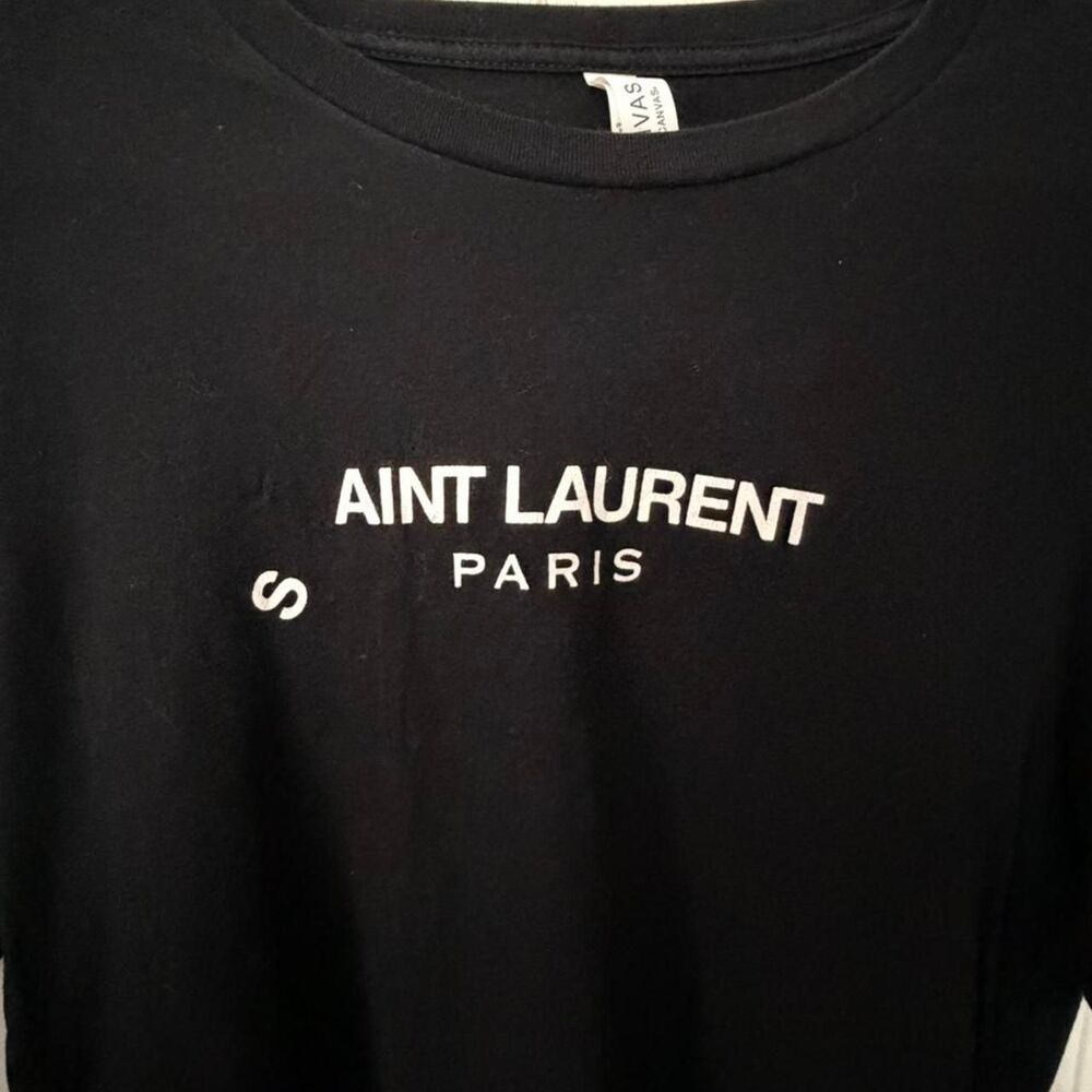 S AINT LAURENT Women's Black T-shirt - Picture 2 of 2